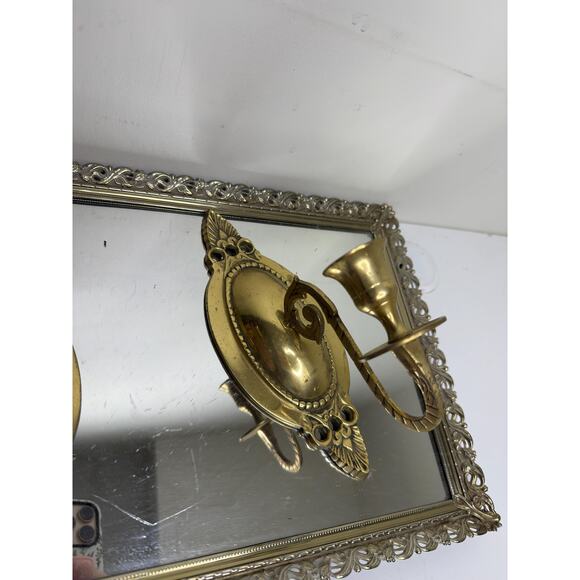 Pair of Vintage Brass Candle Wall Sconces - Gold Candlesticks for Victorian - Picture 7 of 10